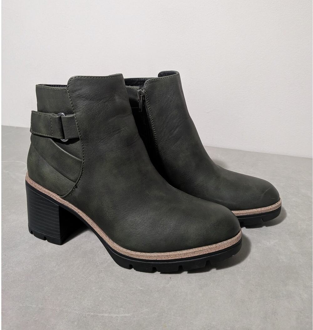 Naturalizer Maren Water-Repellent Heeled Ankle Booties Olive Green 8W Wide